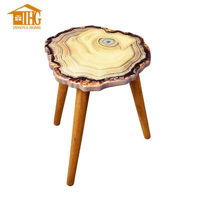 Agate Accent Table & stool Irregular Shape Artificial Agate Top LX18B303 INNOVA HOME