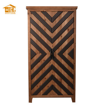 Wood Cabinet high with Chevron Pattern on Doors AH18A110 INNOVA HOME