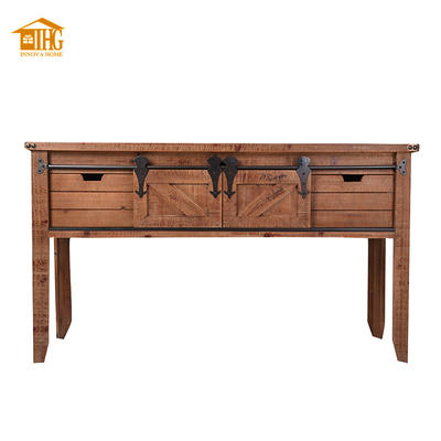 Wood Console Table Storage with Popular Barn Door Design HH176024 INNOVA HOME
