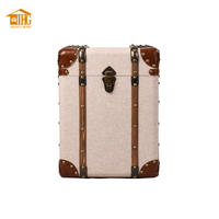 wooden trunk box with fabric and decorative leather cornor Set of 3 UR162315 INNOVA HOME