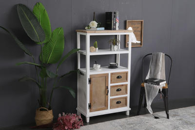 Ready to ship living room white color wooden corner cabinet tall thin storge home cabinet with shelf A63 INNOVA HOME
